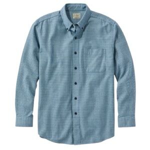 L.L. Bean Wicked Good Flannel Shirt Traditional Fit Houndstooth Deep Sapphire| L